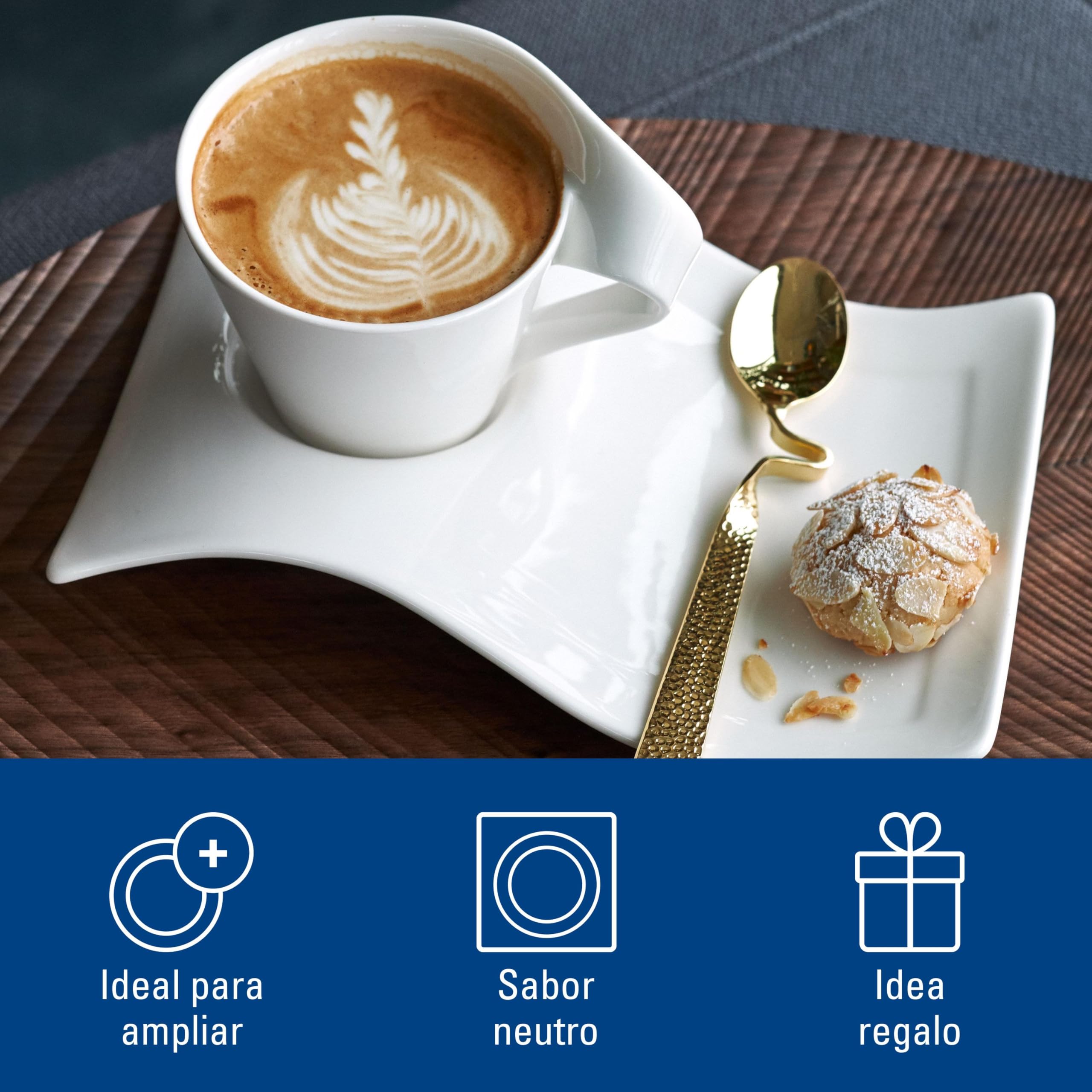 Villeroy & Boch - NewWave Caffé Juego de Capuchino 8 Piezas Blanco, Apto para Lavavajillas, Apto para Microondas, Set de Tazas y Tazones, Juego de Vajilla, Vajilla Blanca, Porcelana Premium