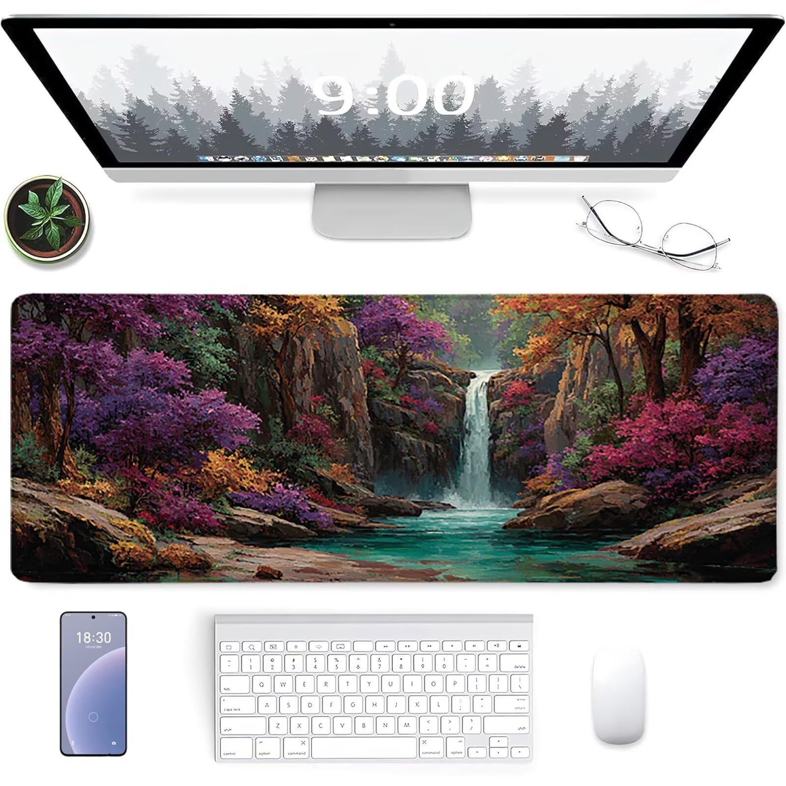 Pflanzs Gamingowa podkładka pod mysz 1600 x 800 x 3 mm, podkładka pod mysz XXL ze zszytymi krawędziami, akcesoria gamingowe, poprawia precyzję i prędkość, podkładka pod mysz, duża do komputera, biura