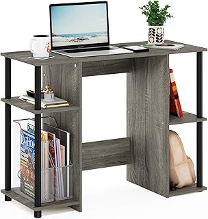 Furinno Jaya Compact Computer Desk, Wood, French Oak GreyBlack, 39.5 x 97.5 x 72.6 cm