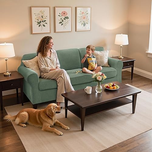 Miniatura 2 de SUBRTEX Juego de 7 fundas elásticas para sofá, fundas de cojín para respaldo, colección de protectores de muebles, para sofá de gran tamaño, sofá