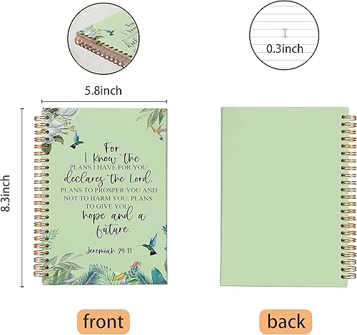 Miniatura 5 de VNWEK Libro de escritura bíblica Jeremías 2911 for I Know the Plans I Have for You Cuaderno de espiral verde floral acuarela de 5.5 x 8.3 pulgadas,