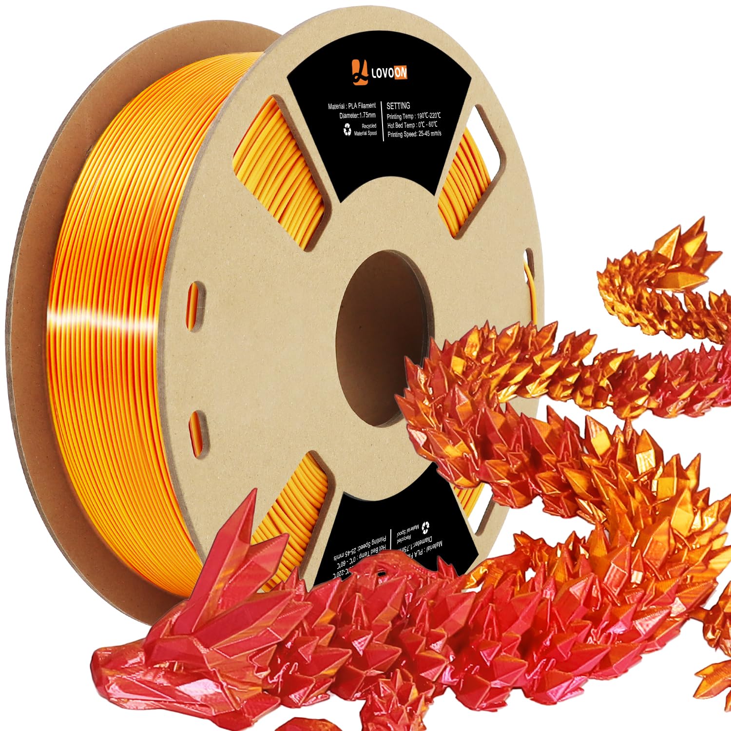 LOVOON Silk Tricolor PLA Filament - Rainbow 3D Printing -9