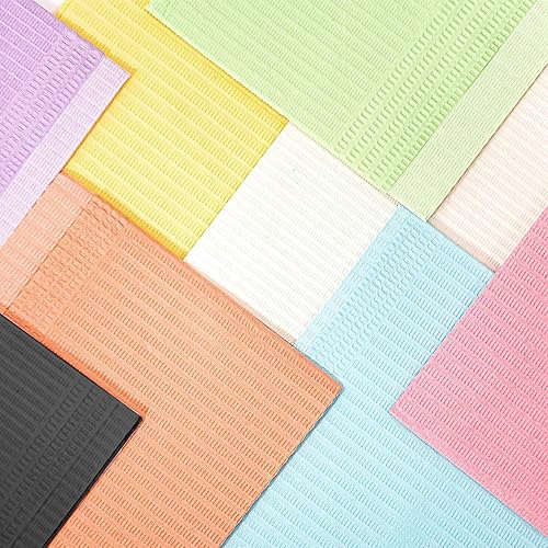 Miniatura 30 de JMU Baberos Dentales 1000, Tejido de 2 Capas Película de 1 Capa, Baberos Dentales Desechables a Granel, Baberos para Tatuajes de 13" x 18" Azules