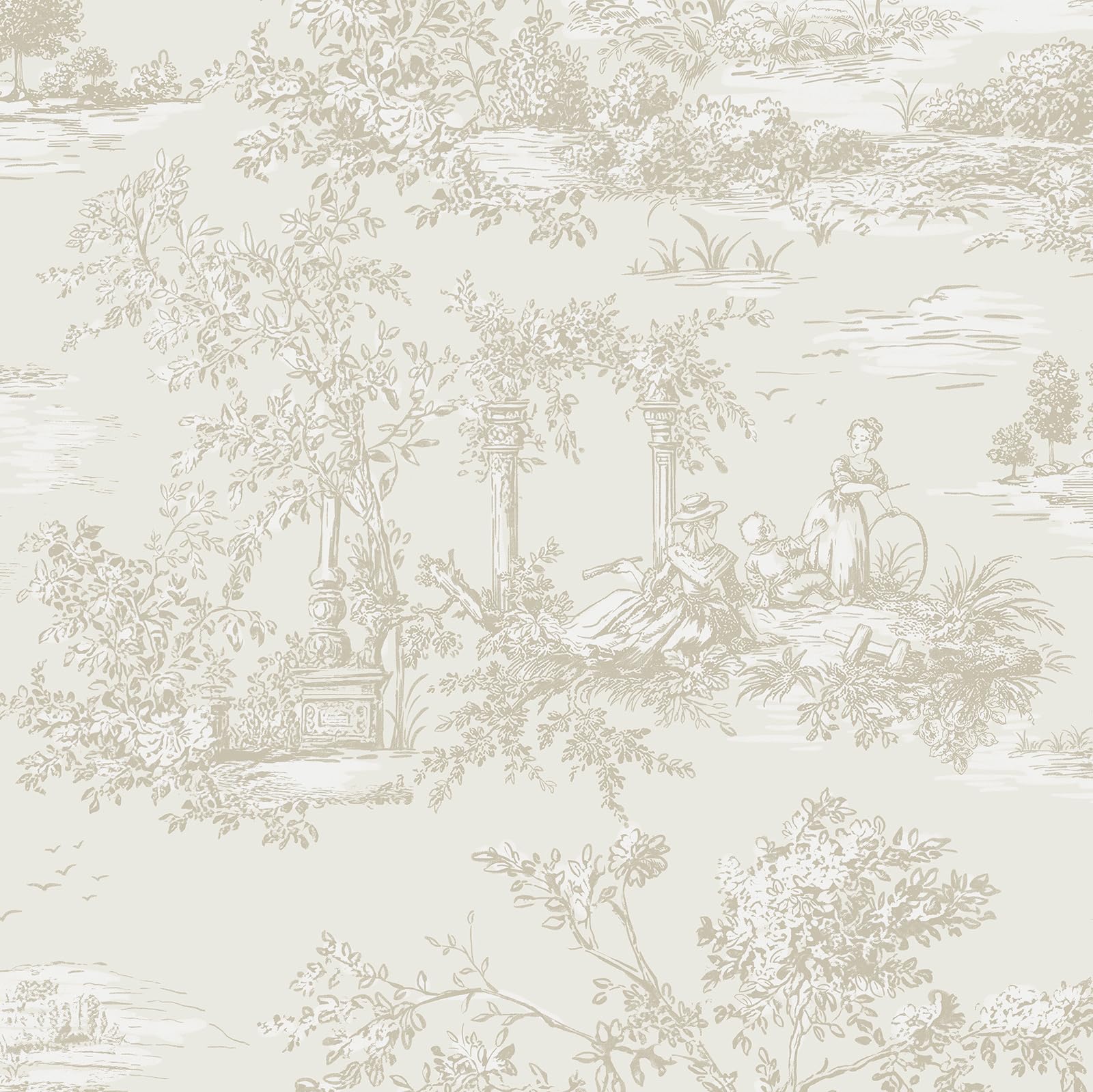 Timeet Peel and Stick Wallpaper Beige Floral 44CM×10M Waterproof Self Adhesive Vinyl Flower Tree Architectural Contact Paper Removable Vinyl Wrap Thicken Sticky Back Plastic Roll Furniture Wall Decor