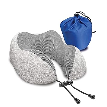 nexlev Travel Neck Pillow | Orthopedic Premium Memory Foam | for Airplane, Car, Train, Office use & Cervical Pain | Machine Washable | 360 Support | Carry Pouch for Storage | NP-02 - image, photos