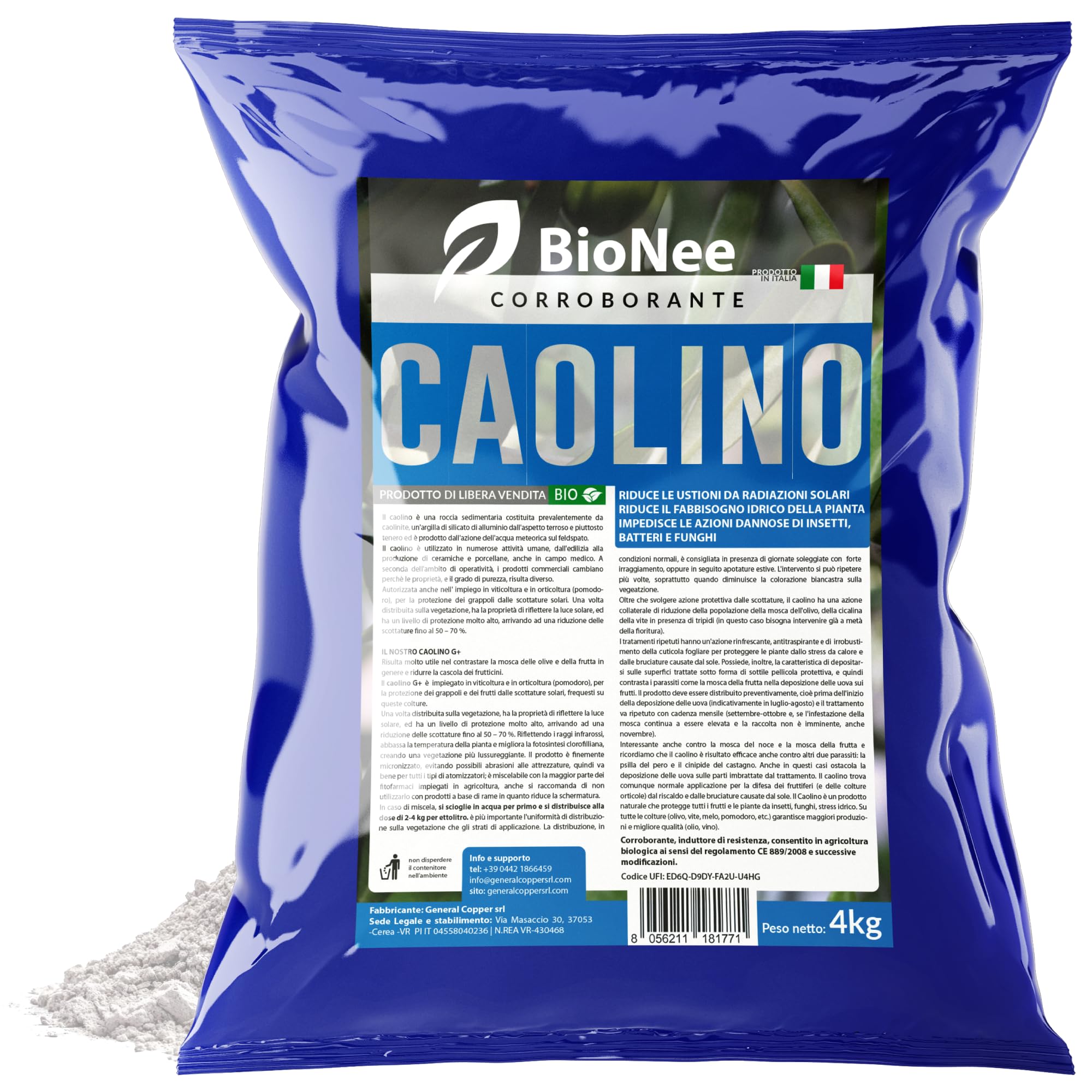 Caolino corroborante potenziatore difese naturali MOSCA DELL'OLIVO (4 kg)
