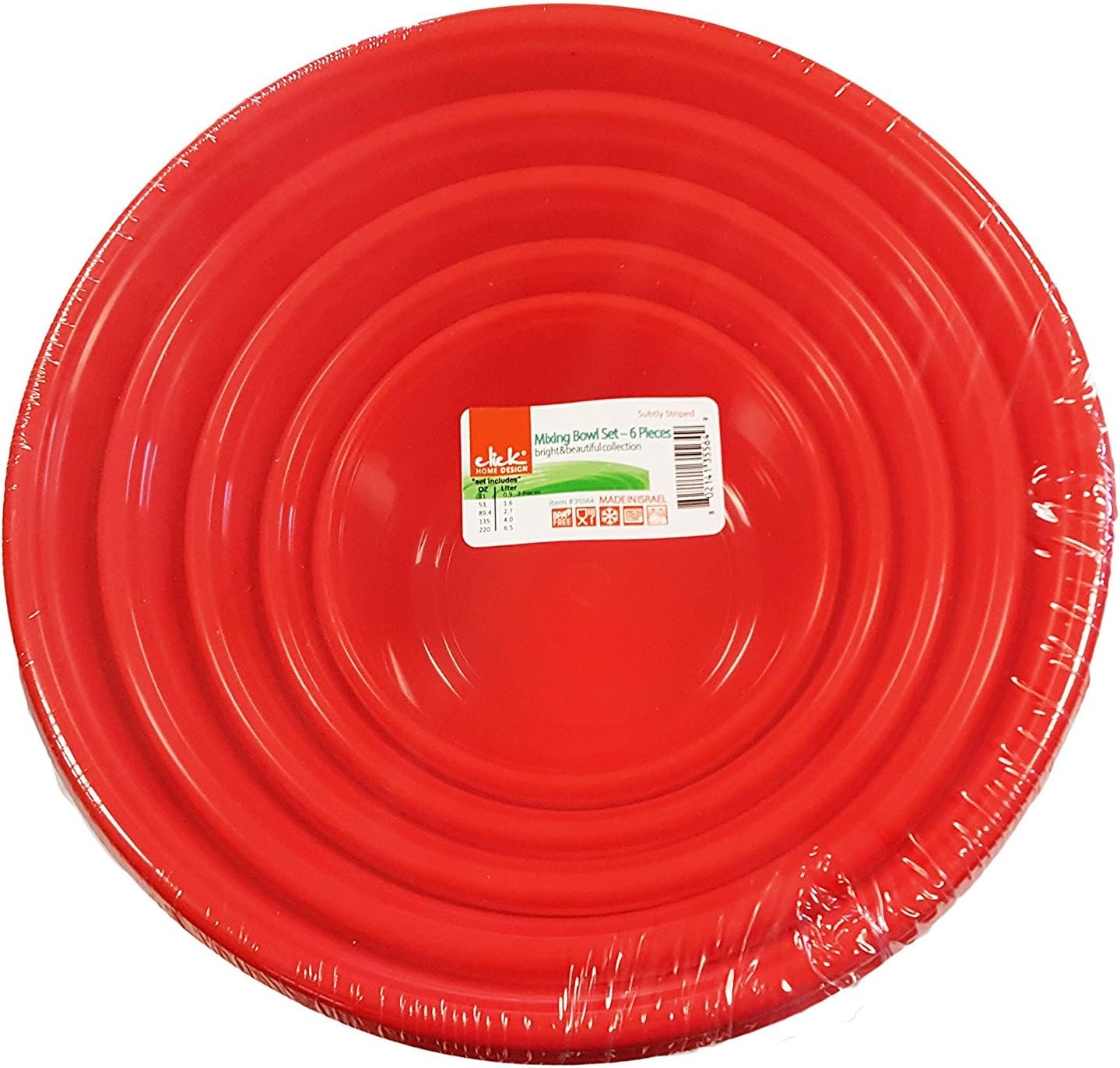 SPPRANDOM Set of 5 Plastic Nesting Mixing Bowls in 5 Different Sizes and 2 Colors (Red)