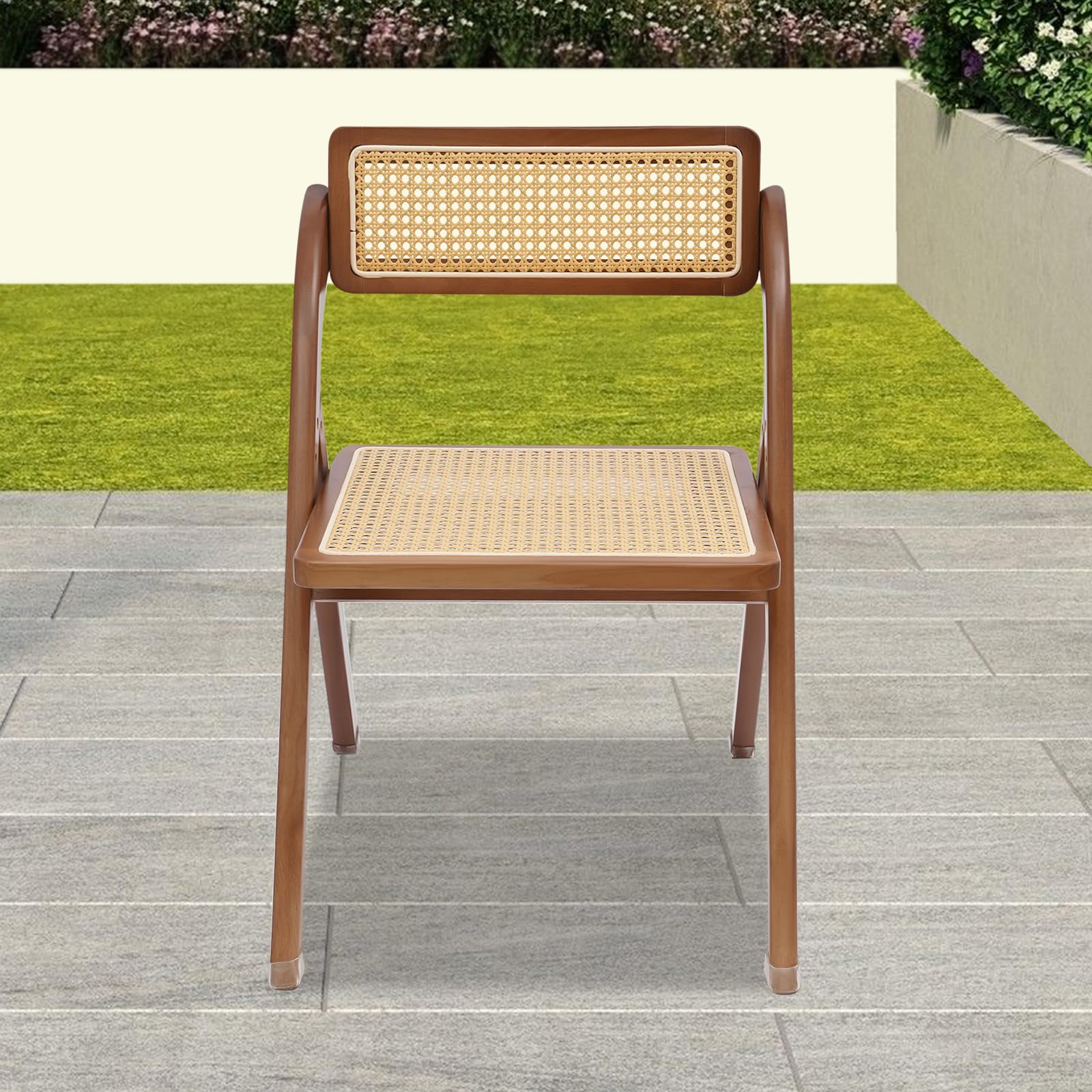Rattan Klappstühle Gartenstuhl Rattan Stuhl, Balkonstuhl Vintage Küchenstühle für Wohnzimmer, Terrassen, Restaurants, Empfänge