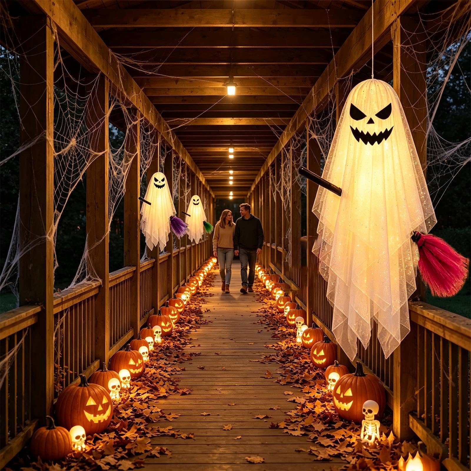 Dekoracje Duchów na Halloween 3 Sztuki Latających Strasznych Duchów z