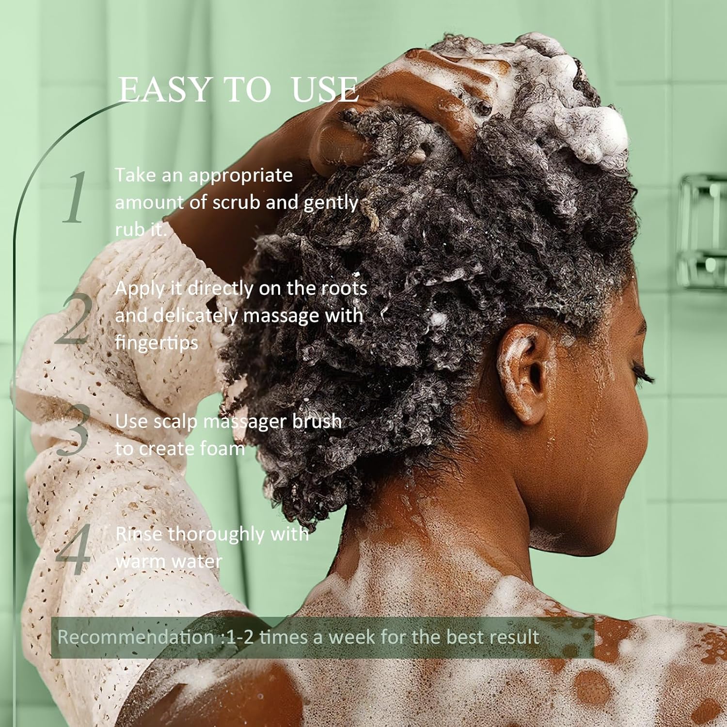 SHVYOG Scalp Scrub, Tea Tree & Coconut Oil Exfoliator Scrub for Itchy Scalp, Anti-Dandruff Detox Clarifying Exfoliator Shampoo with Sea Salt, Scalp Treatment with Scalp Scrubber - Image 8