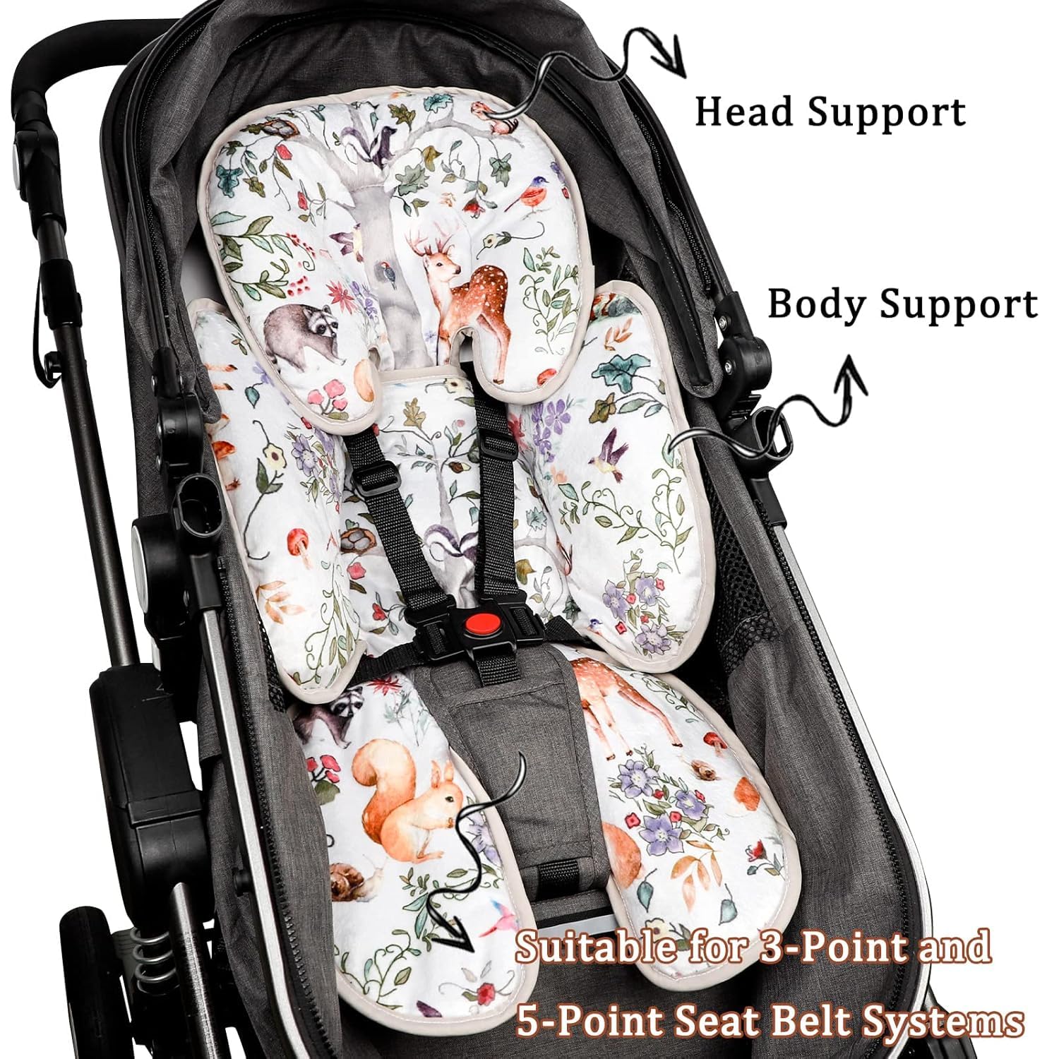 TANOFAR Coussin de siège auto 2-en-1 pour nouveau-né, support de tête pour siège auto bébé filles garçons, coussin de soutien de tête extra doux pour siège auto bébé, poussettes, rebondisseurs