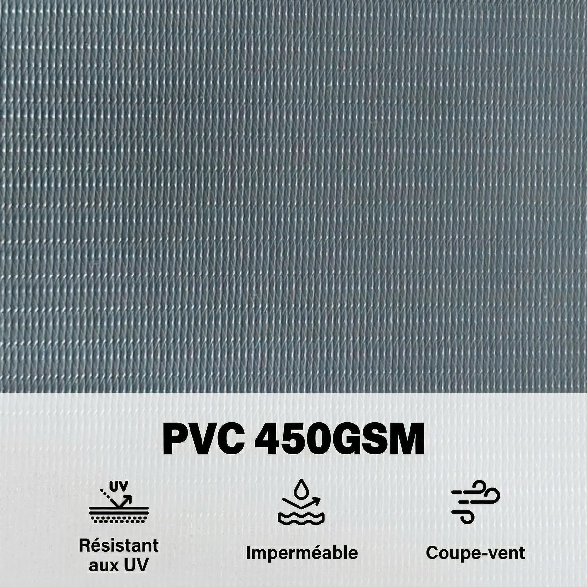 Outsunny Brise-Vue PVC Rouleau Occultant 140m 450g/m² 120 Clips Gris