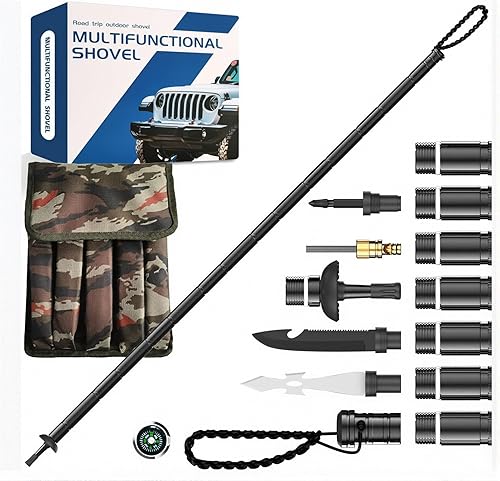 Bastón de senderismo táctico plegable, bastón táctico, personal de senderismo de supervivencia y bastón de senderismo, equipo de aluminio ligero