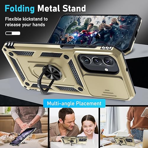 Miniatura 10 de Janmitta Funda compatible con Galaxy A23 5G4G, cubierta de lente de cámara deslizante integrada + protector de pantalla, resistente a prueba de