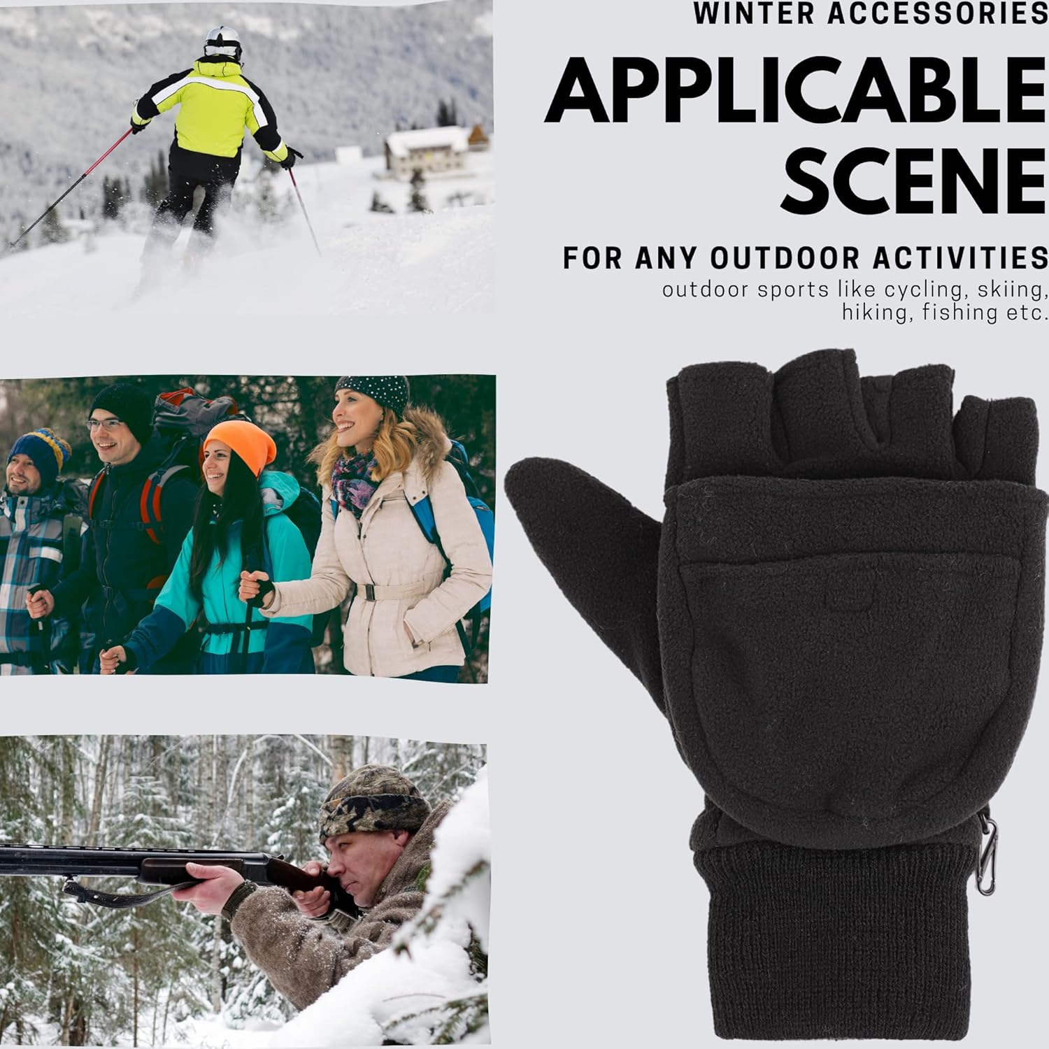 Flammi Men's Convertible Gloves, 3M Thinsulate Thermal Polar Fleece Mittens with Flip-Thumb for Hunting, Hiking, Fishing - Image 5