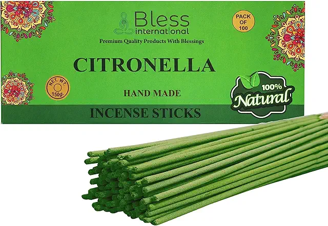 Handmade Citronella Incense Sticks - Organic, 100 Sticks for Yoga & Meditation