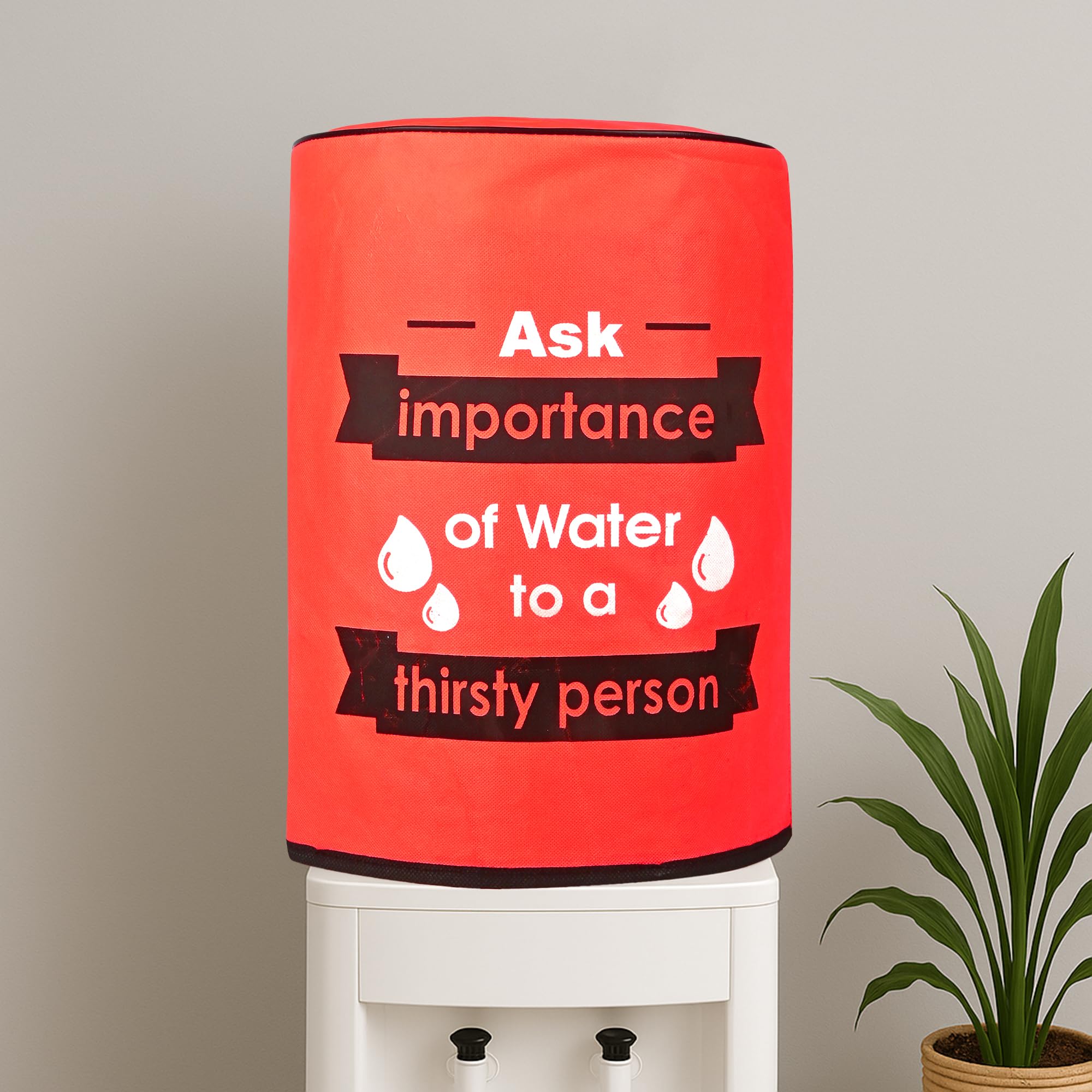 Kuber Industries 20 Ltr. Rexine Water Camper Cover with Water Level indicator | Machine Washable Dispenser Bottle Cover - Ideal for Home, Office & Hospital | Printed - Red-picture-14