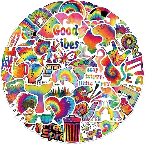 Miniatura 6 de 100 calcomanías de teñido anudado, coloridos arcoíris, impermeables, para botellas de agua, calcomanías de orgullo de teñido anudado, calcomanías