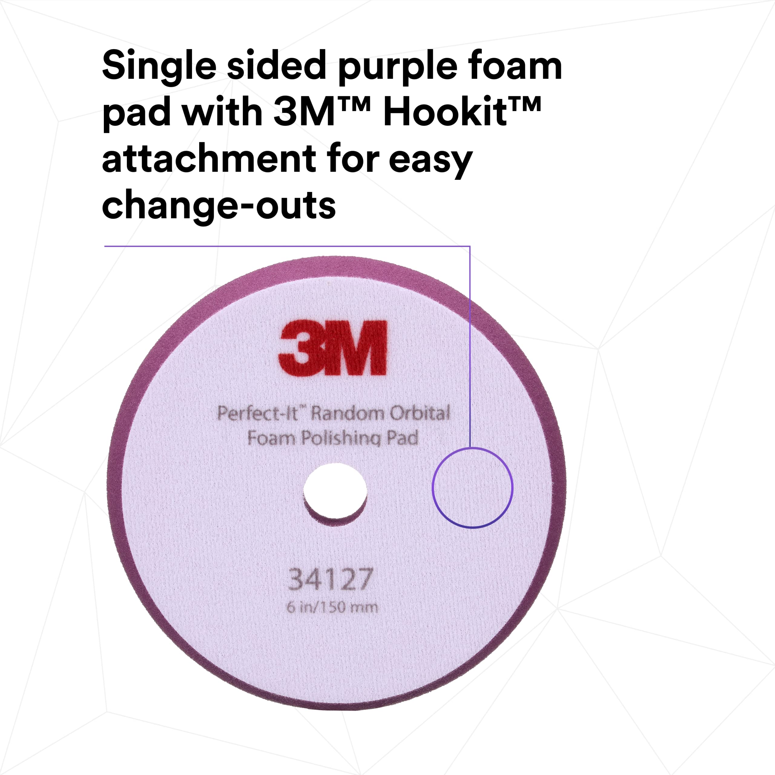 Perfect-It 3M Almohadilla de pulido de espuma orbital aleatoria, 5 pulgadas, 6 pulgadas, morado, PN34127, compuesto y pulido automotriz