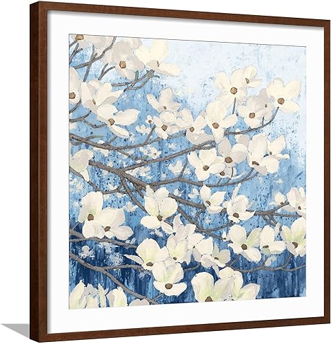 Miniatura 5 de ART.COM Lienzo decorativo para pared, diseño de flores de cornejo II índigo por James Wiens, decoración botánica, 30 x 30 pulgadas