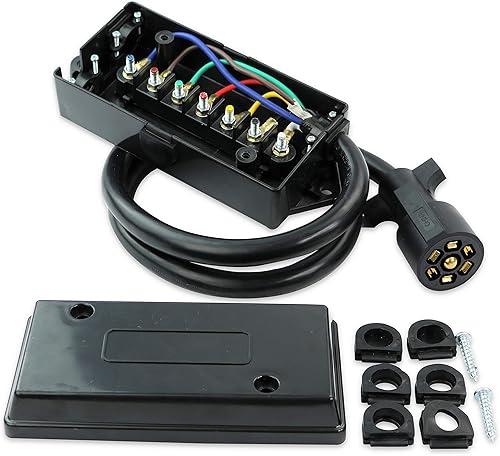 Leisure Cords Cable de remolque en línea de 7 vías con caja de conexiones de 7 bandas - 4 pies, resistente a la intemperie (4 pies)