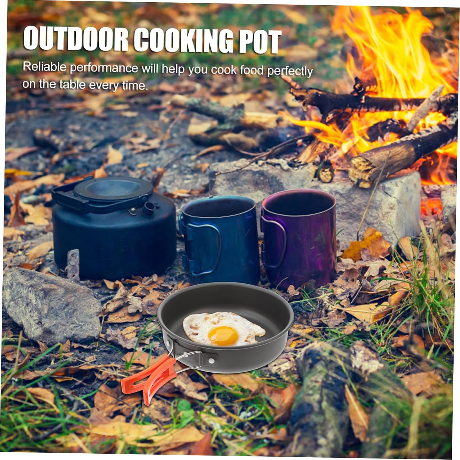 Garneck Portable Camping Frying Pan Utensil for Outdoor Cooking Lightweight Design for Hiking and Picnics