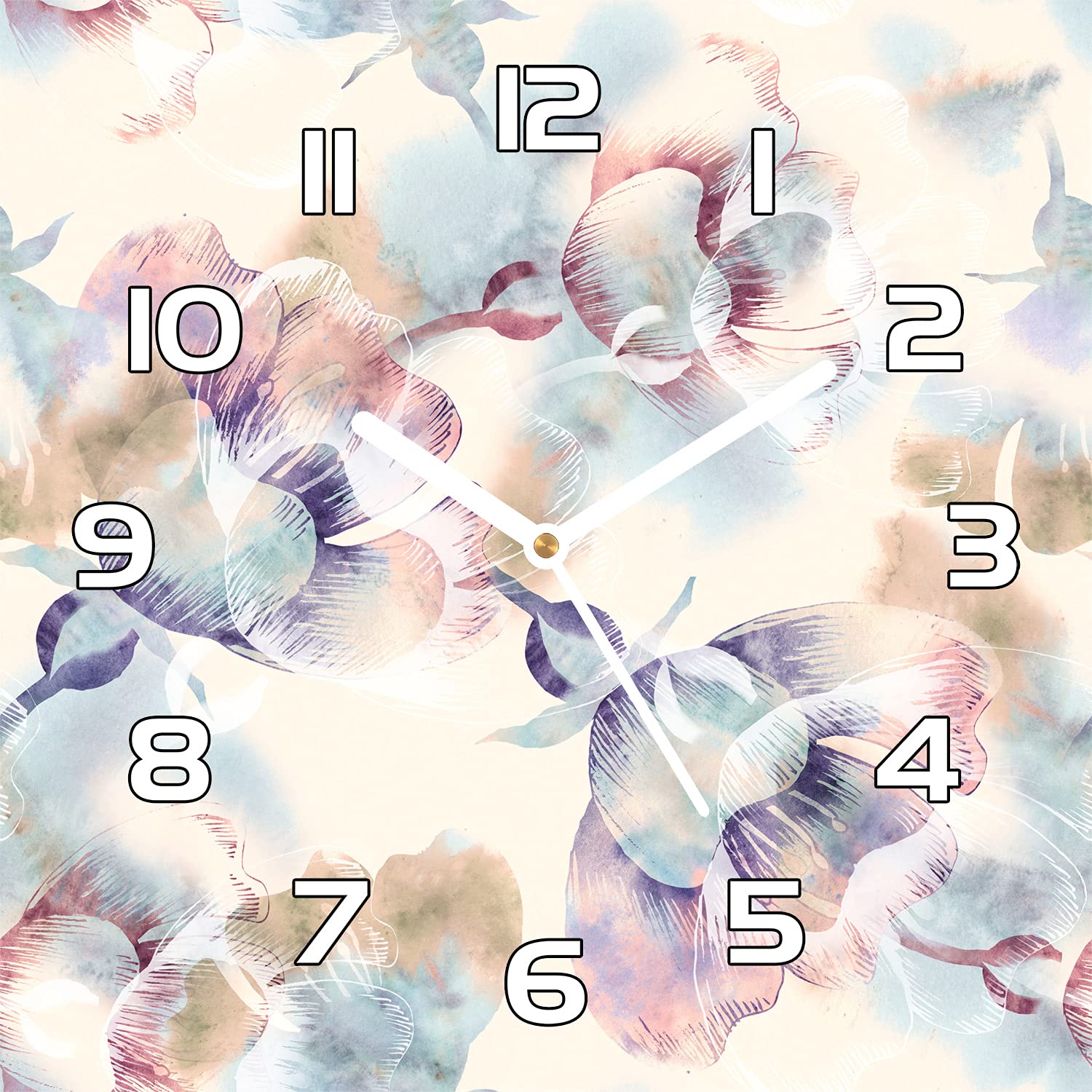 Horloge en Verre Carrée Rêve Floral pour Sublimer la Décoration de Votre Salon Moderne