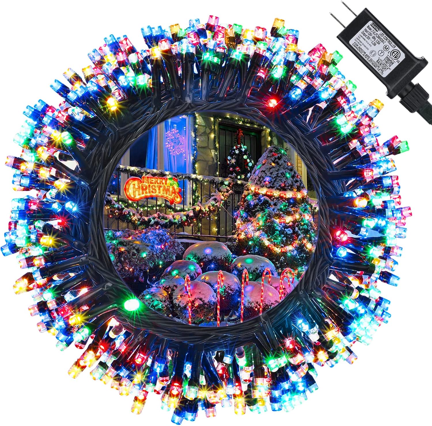 114ft Outdoor Christmas String Lights with 300 LEDs, 8 modes