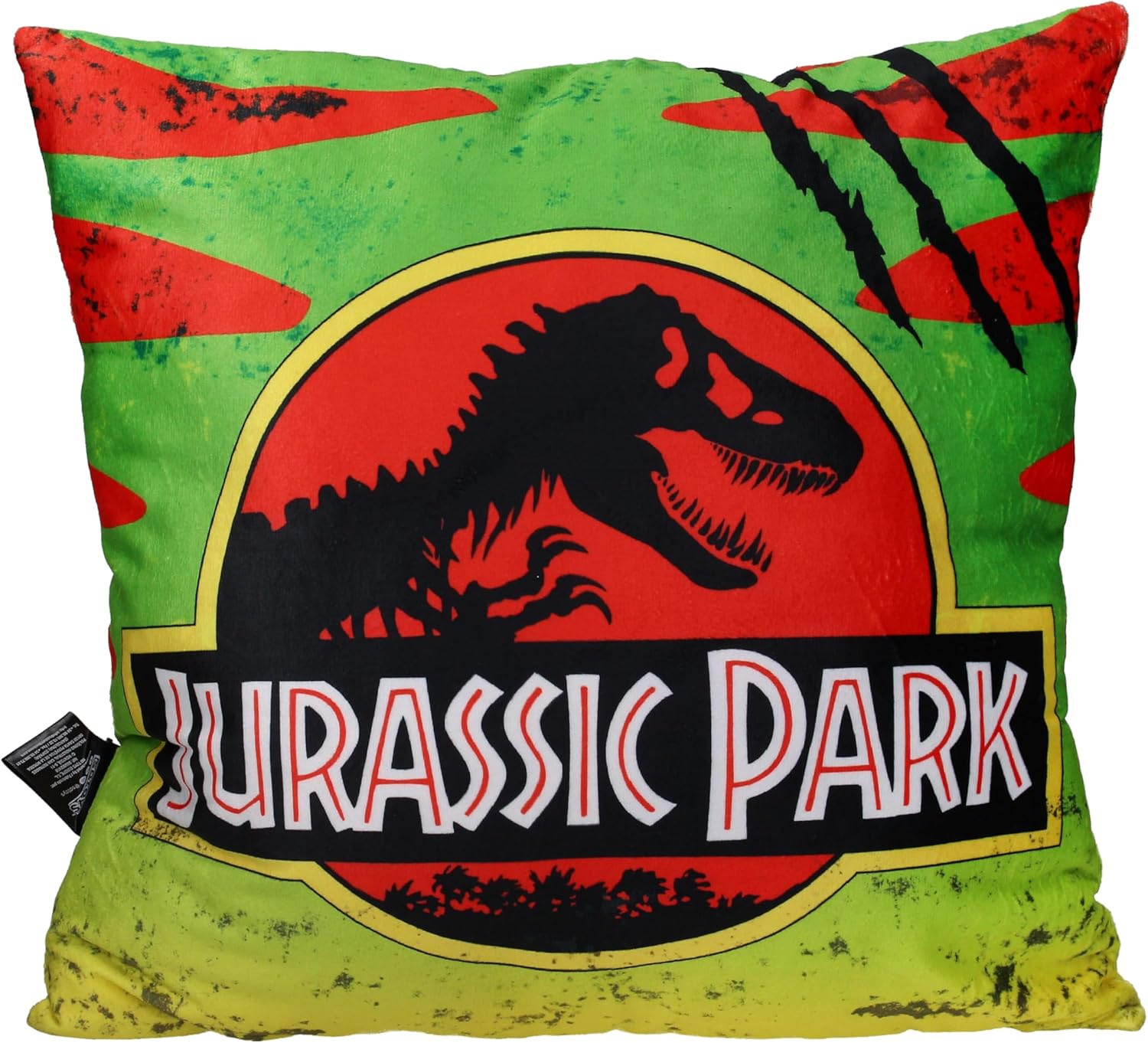 SD TOYS SDTUNI26247 Square Cushion Logo Car Jurassic Park-Vacuum Packaging-Measures 45 x 45 cm, cuadrado, Green/red