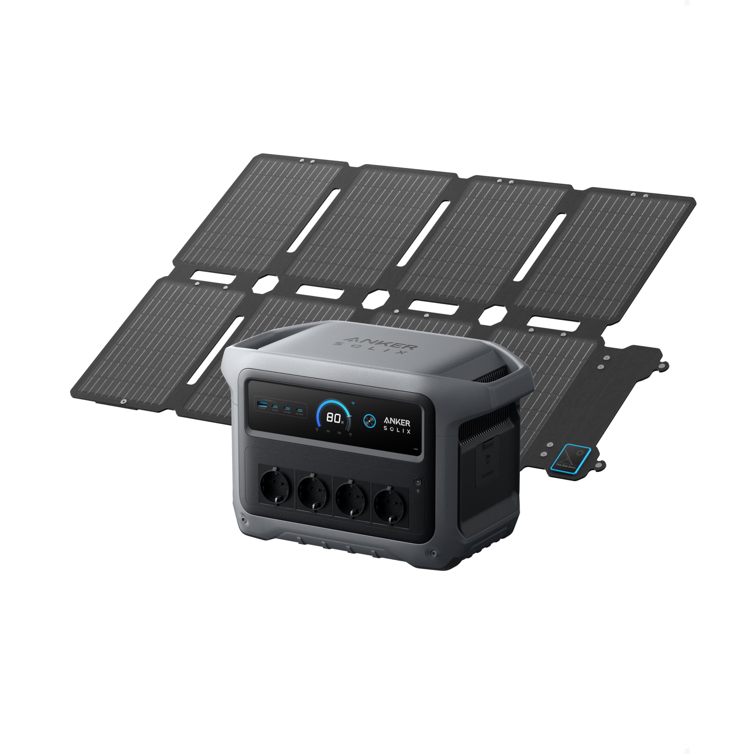 Anker SOLIX C1000 Gen 2 Powerstation mit 100W Faltbares Solarpanel, 1024Wh | 2000W Solargenerator, vollständige Aufladung in 49 Minuten, LiFePO₄-Akku für Notstromversorgung, Stromausfälle und Camping