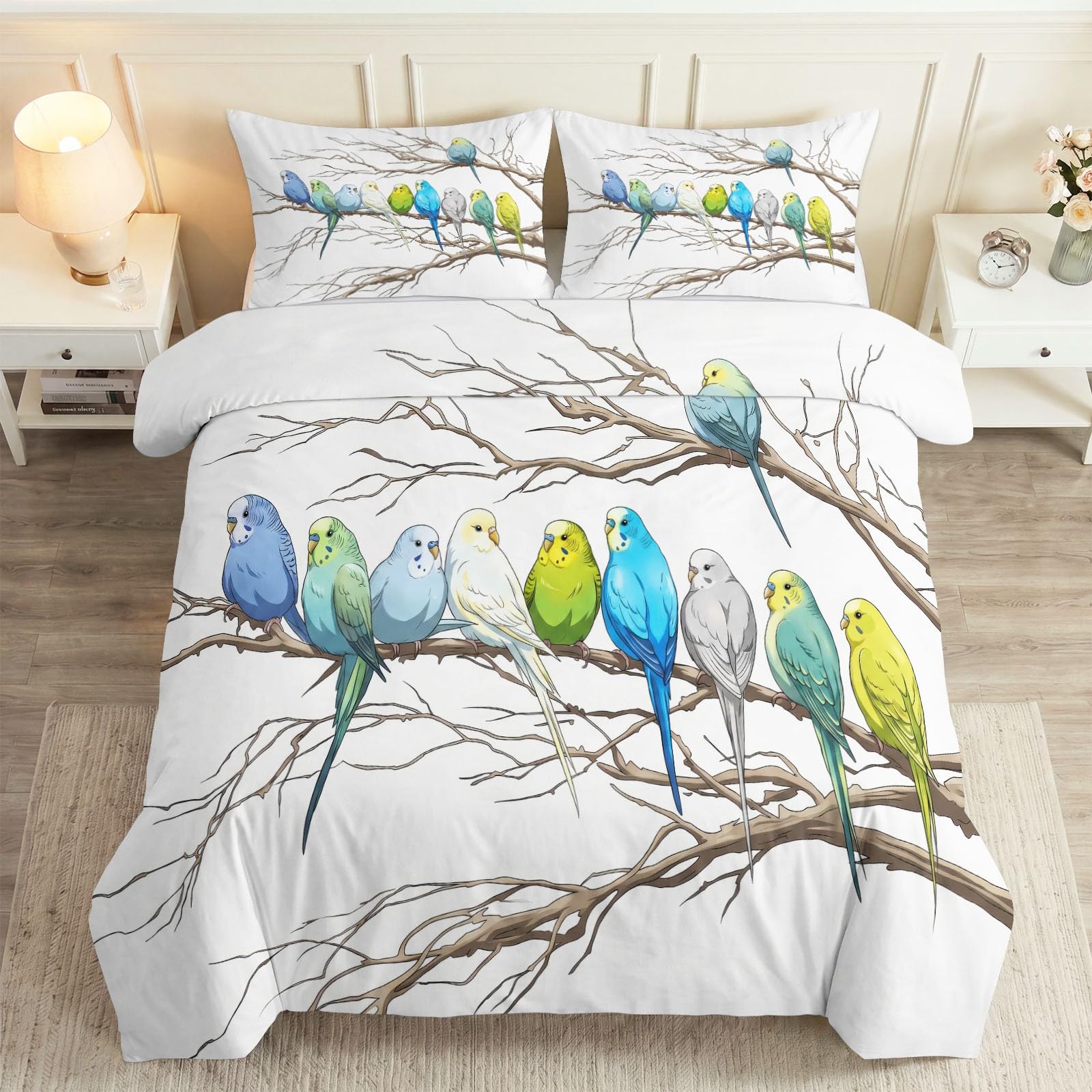Generisch Set di biancheria da letto in stile rustico bianco, 135 x 200 cm, morbido e traspirante, in microfibra spazzolata, con federa da 80 x 80 cm