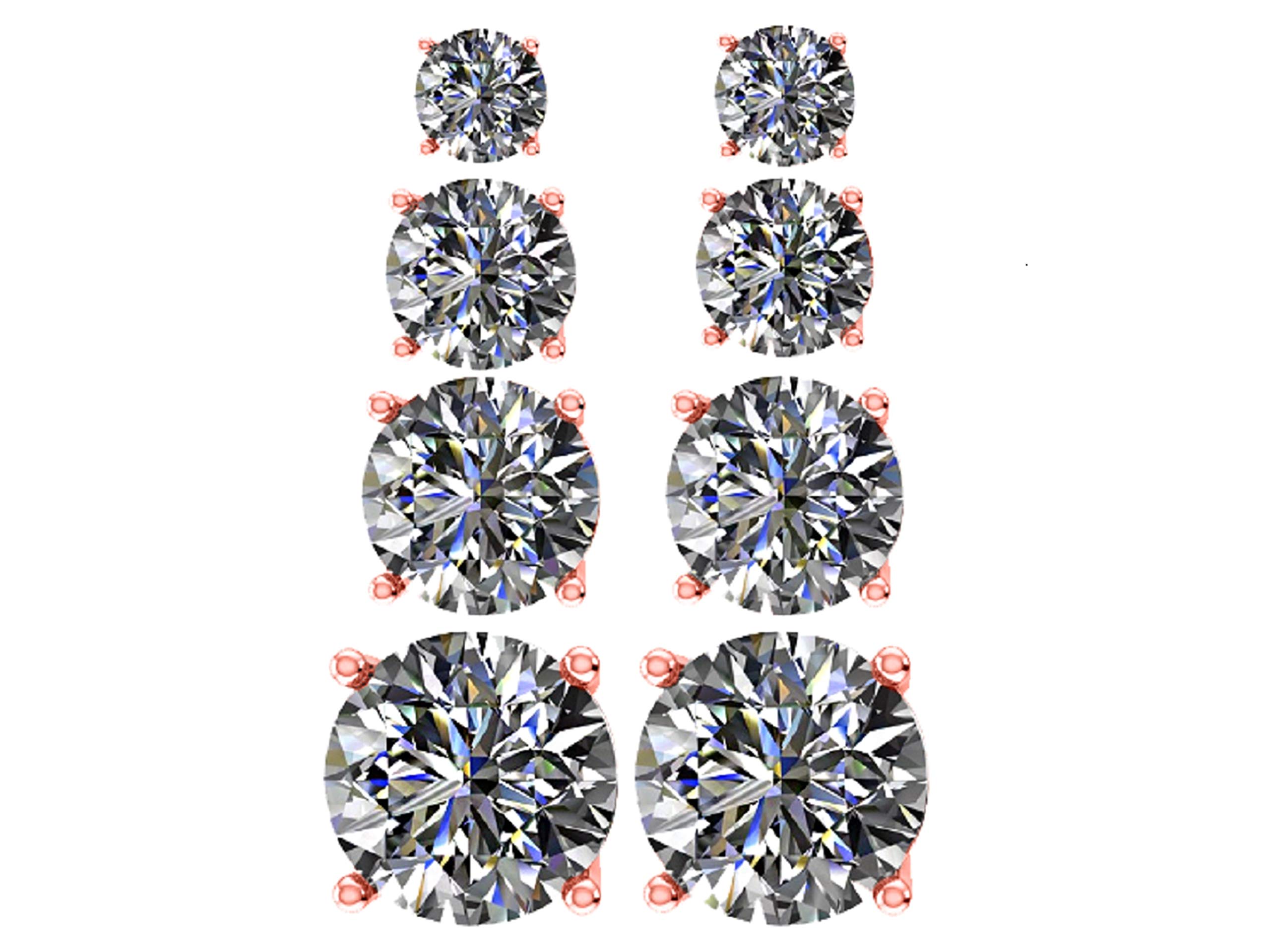 NaNaSet of 4 Pairs Platinum plated Sterling Silver Swarovski Zirconia Hypoallergenic Stud Earrings