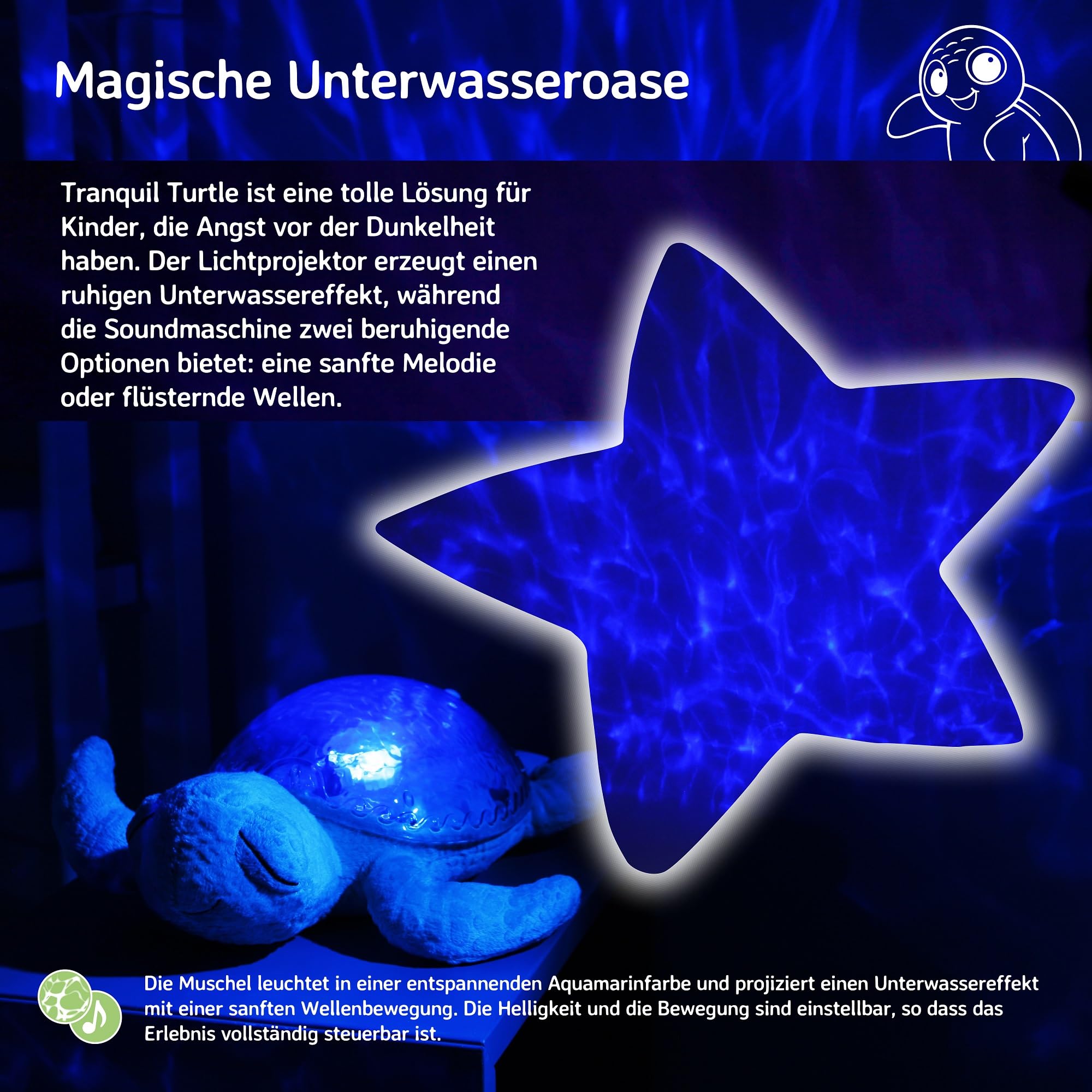Cloud B 7423 PR Nachtlicht Tranquil Turtle blau