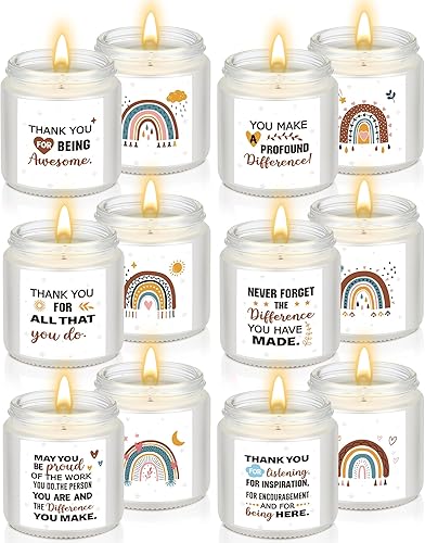 MTLEE Juego de 6 velas de agradecimiento a los empleados a granel de 3.5 onzas, juego de velas de agradecimiento inspiradoras motivacionales,
