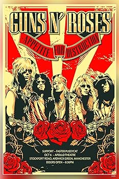 guns n roses リトグラフ　ガンズ　ポスター POSTERNEST Guns N Roses American Hard Rock Band Axl Rose