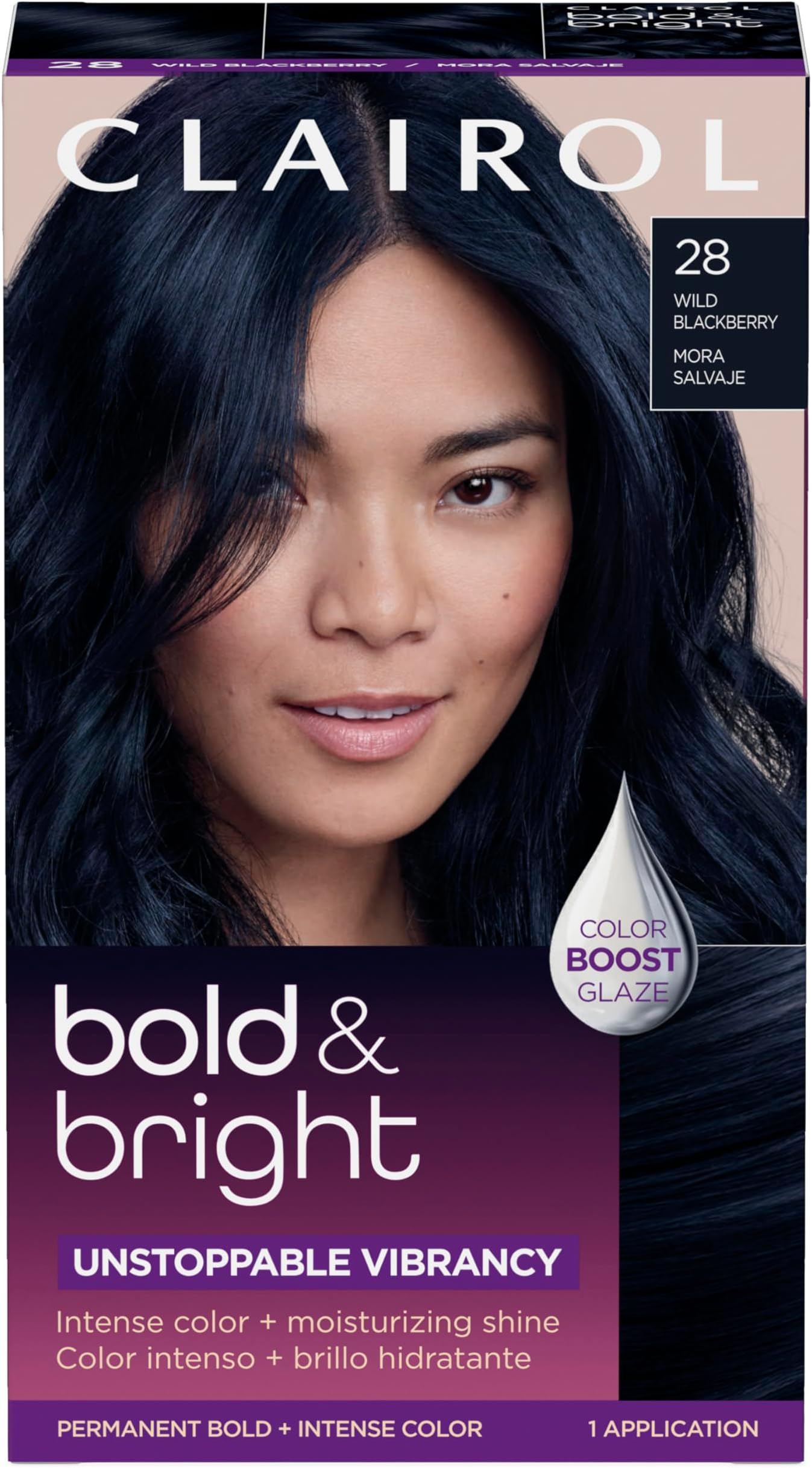 Clairol Bold & Bright Permanent Hair Dye, 28 Wild Blackberry Hair Color, Pack of 1