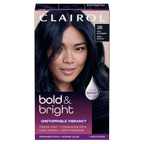Clairol Bold & Bright Permanent Hair Dye, 28 Blue Black | Pack of 1 | Clairol Bold & Bright Permanent Hair Dye, 28 Blue Black | Pack of 1 - 5.48 Fl Oz (Pack of 1) - 28 Wild Blackberry