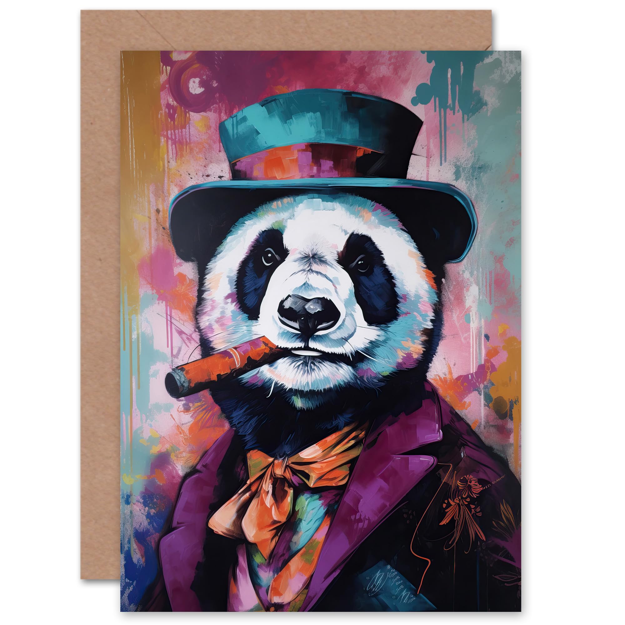 Artery8 Greeting Card - Birthday Thank You Card - Purple Panda Design