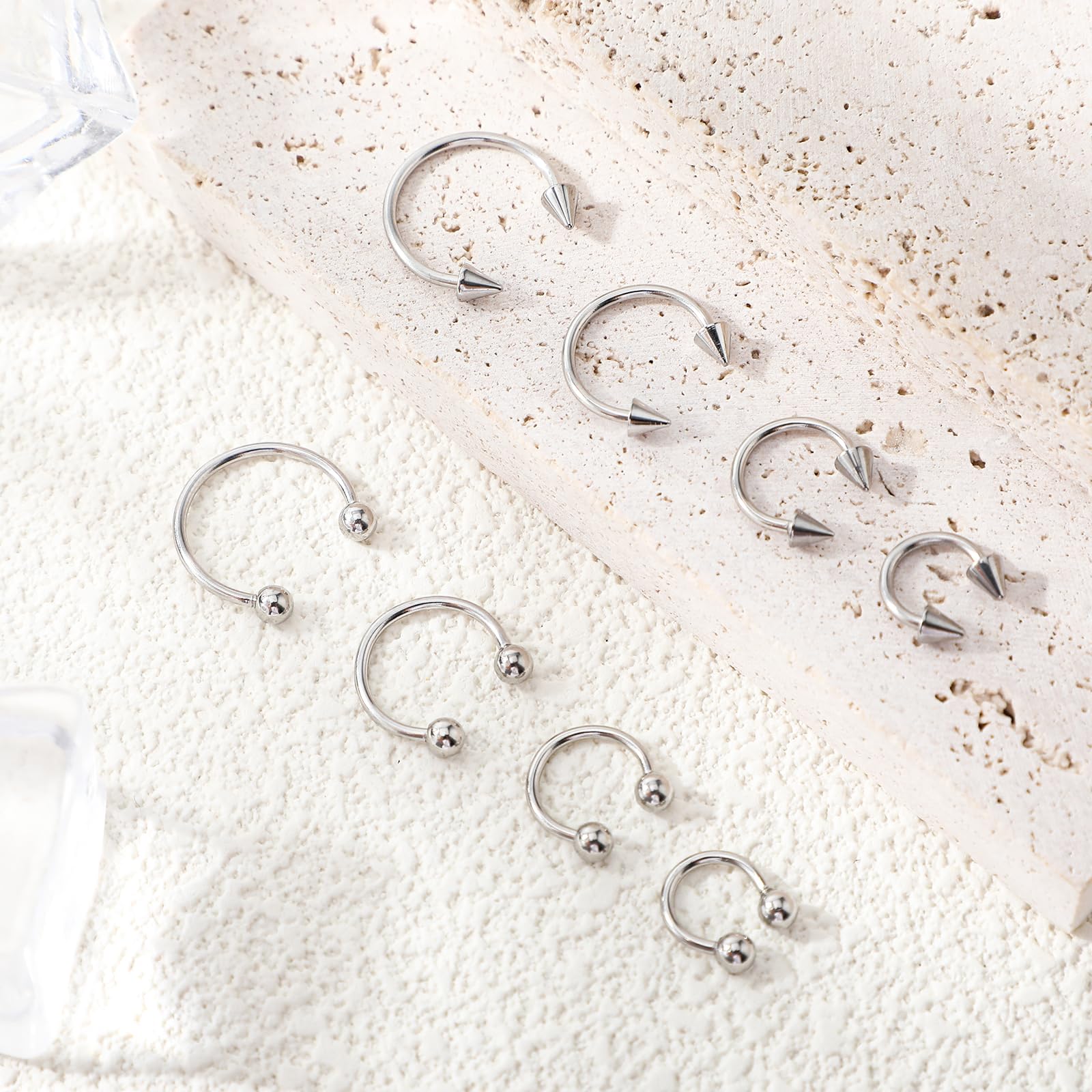 Piercings de Nariz de Acero Inoxidable 16G Bisagra Sin Costuras Herradura Joyería Cartílago Labios