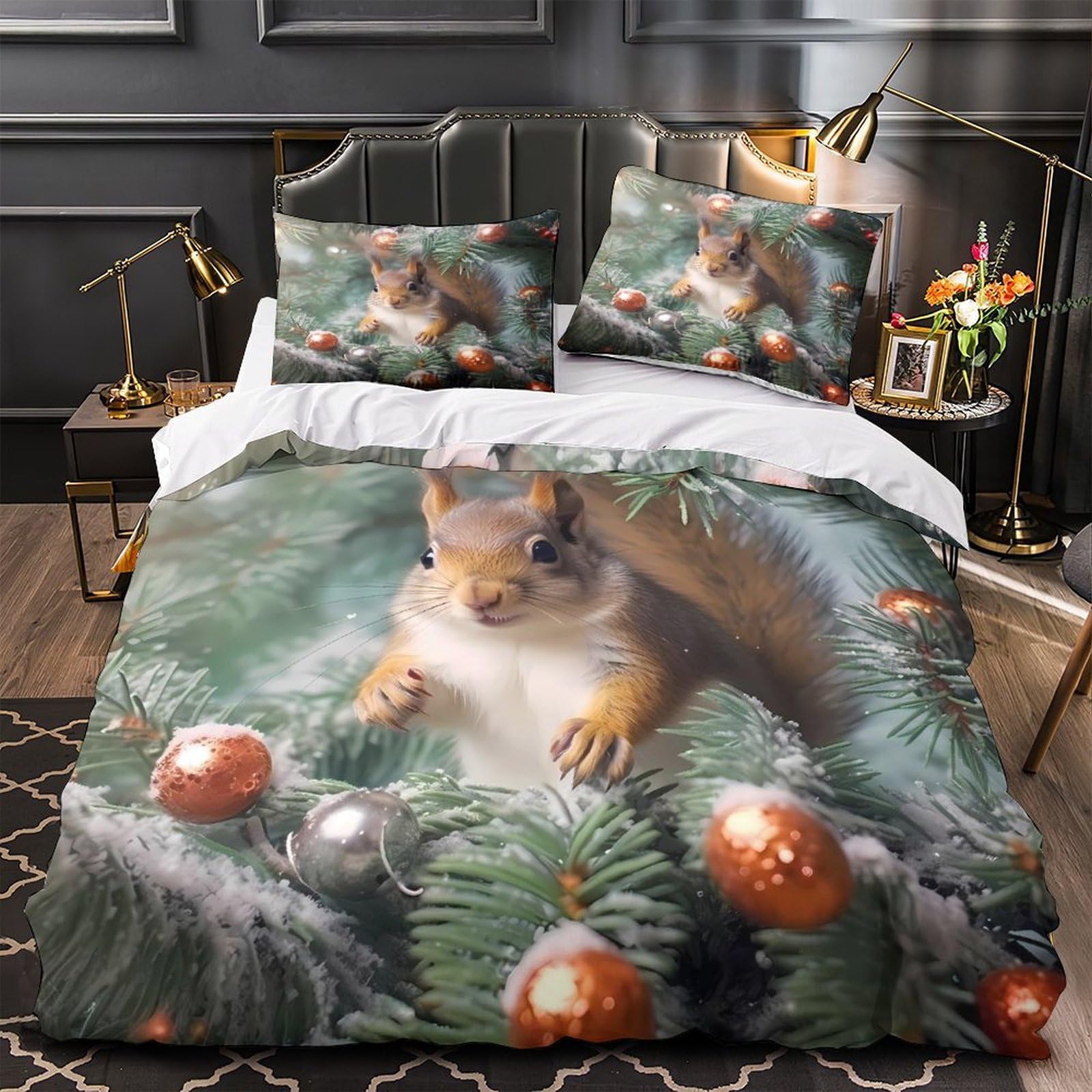 Linge de lit écureuil 3D imprimé en microfibre thermorégulatrice