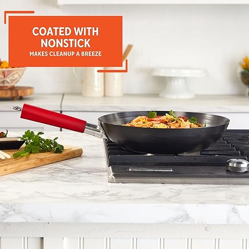 Miniatura 4 de IMUSA EE UU pan-10046antiadherente Wok Acero de carbono Mango de 305cm color rojo