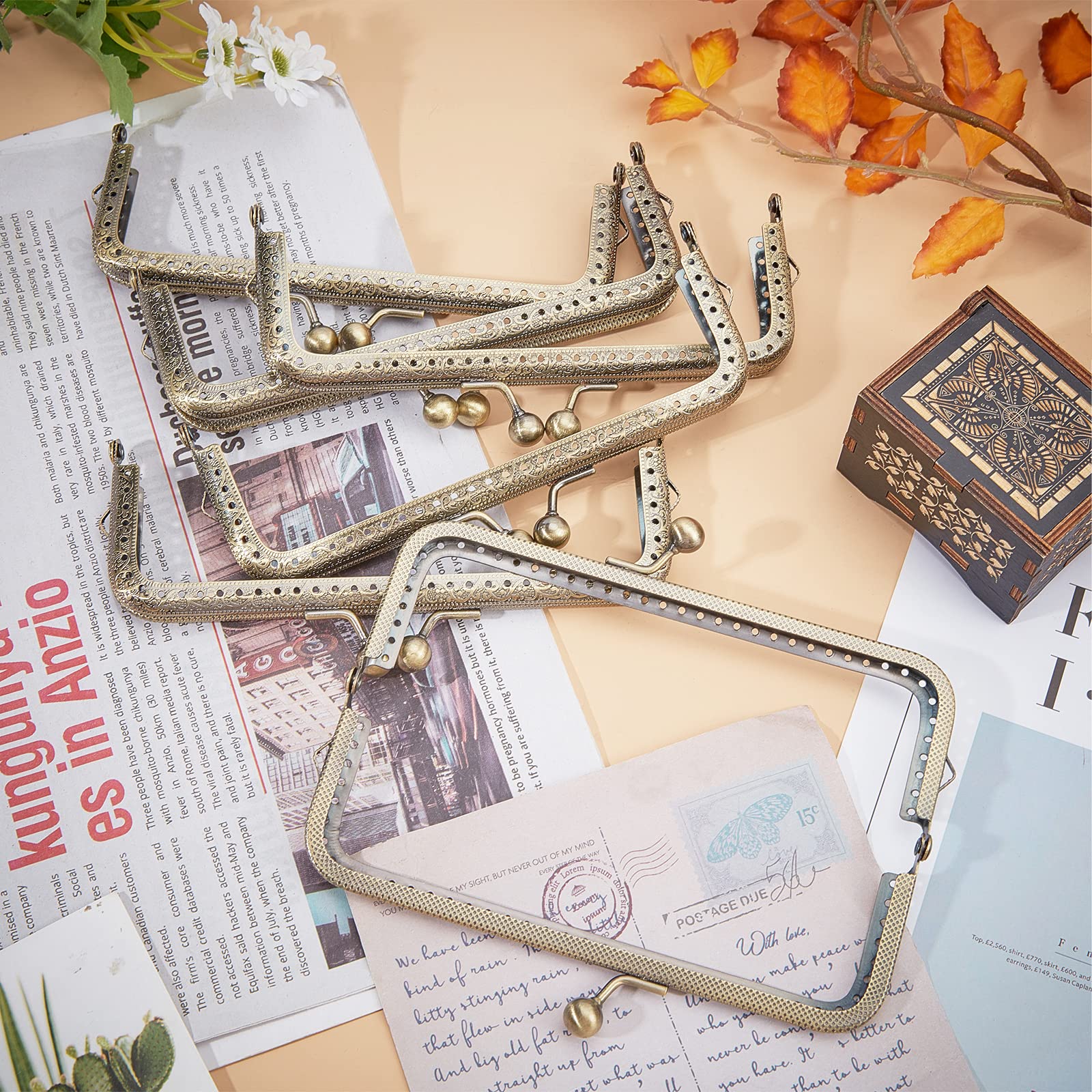 Yesaler Cadre De Portefeuille En Métal Carré Fermoir Porte Monnaie Rétro Fermoirs Métal 10,5cm Pour Fabrication De Sacs DIY Accessoire Craft 6 Pièces