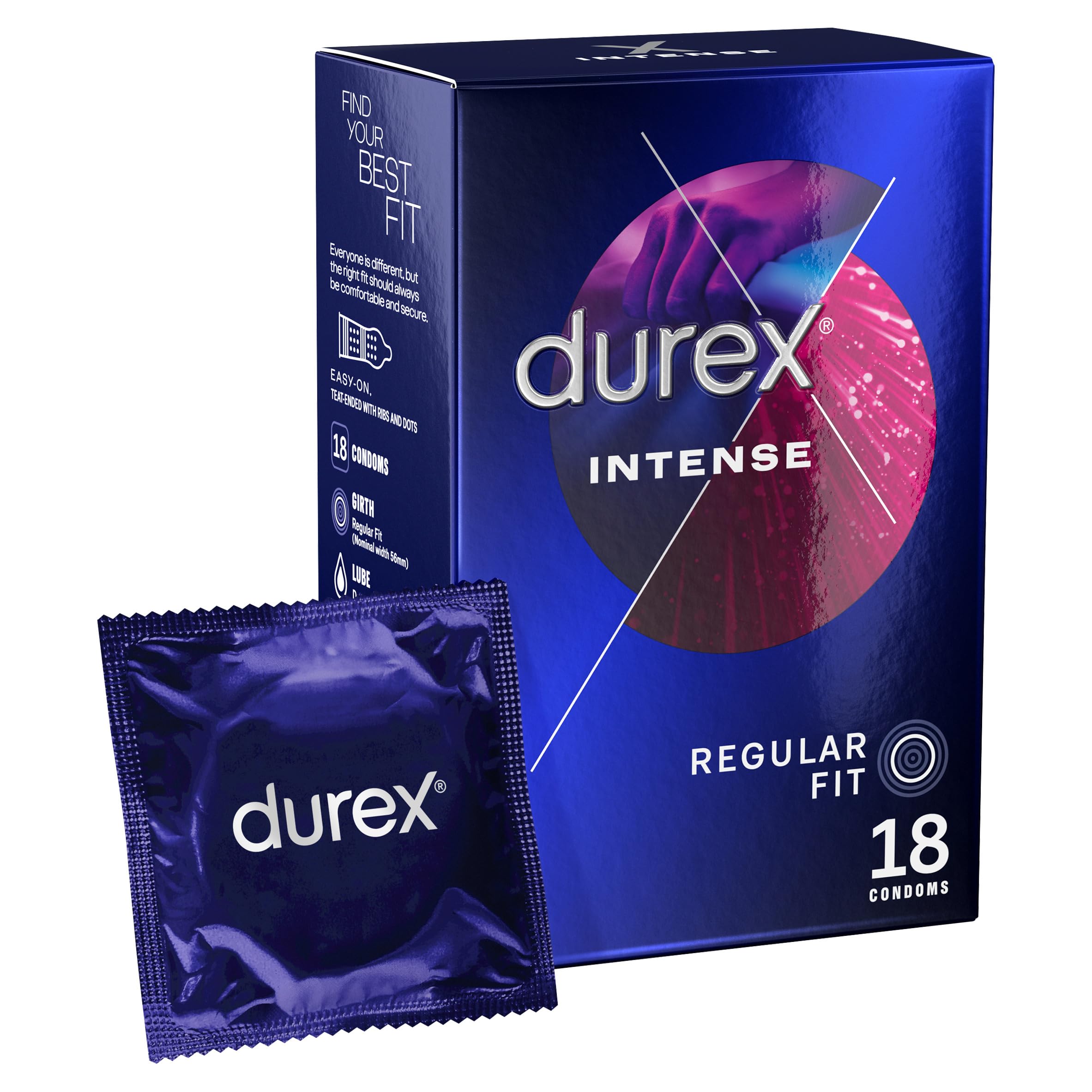 Intense Condoms, 18 Condoms (1 Pack) (Packaging May Vary)
