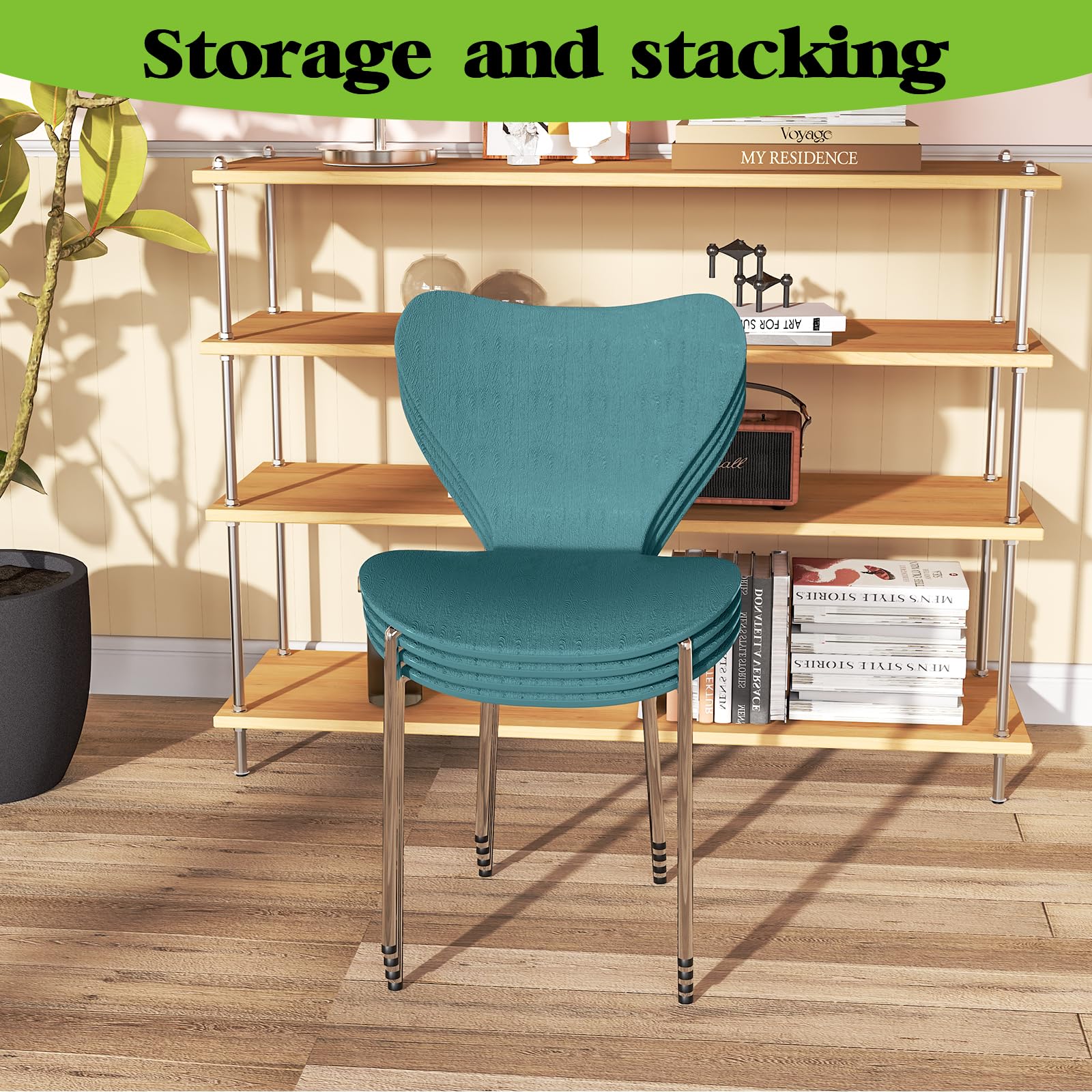 esszimmerstühle 4er set Stapelbare stuhl für esszimmer Zuhause Pfauenblauer