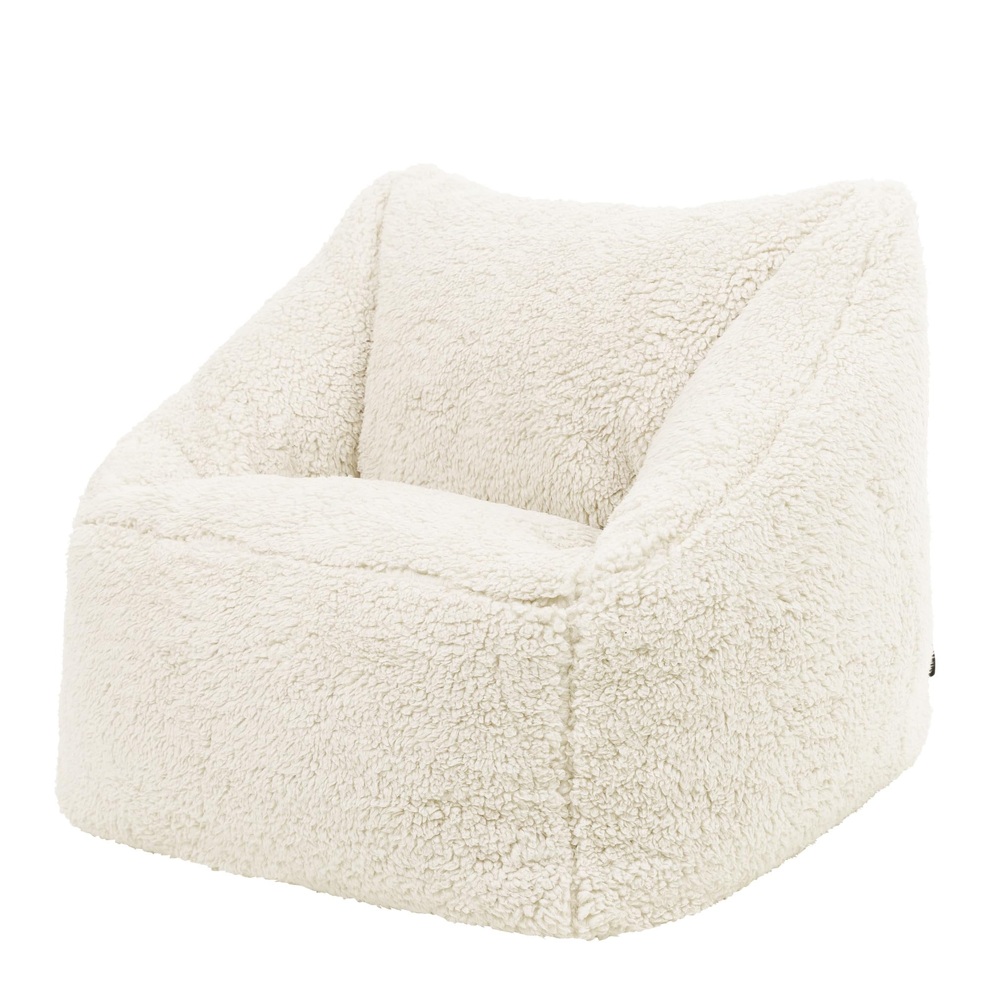 Icon Natalia Teddy Pouf Enfant, Tissu Bouclé, pour Poire avec Remplissage, Chaise Enfant, Fauteuil Chambre, Meuble Chambre, Meuble Salon, Crème