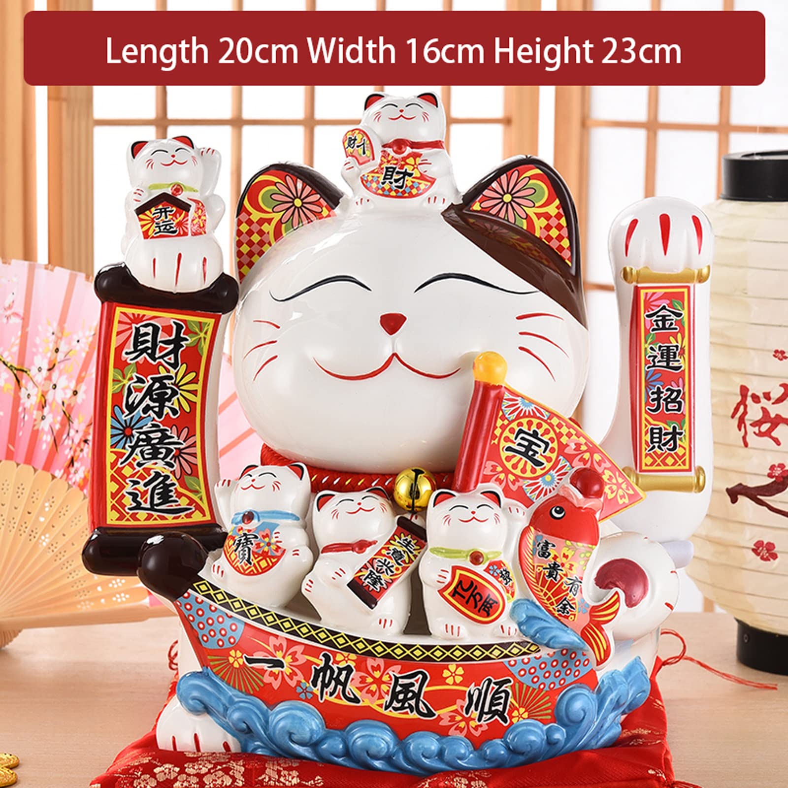 Freak Scene Salvadanaio Maneki Neko Gatto Della Fortuna – Porcellana Giapponese, Modello 04, Portafortuna Decorativo