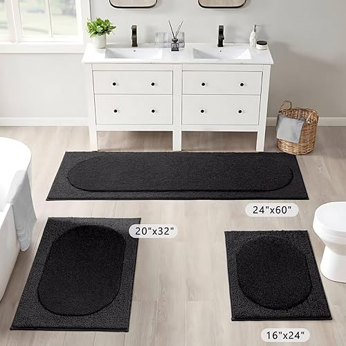 Miniatura 6 de DEXDE Alfombra de baño de 60 x 24 pulgadas, antideslizante, suave, absorbente, de microfibra, grande, larga, lavable a máquina, alfombra de baño