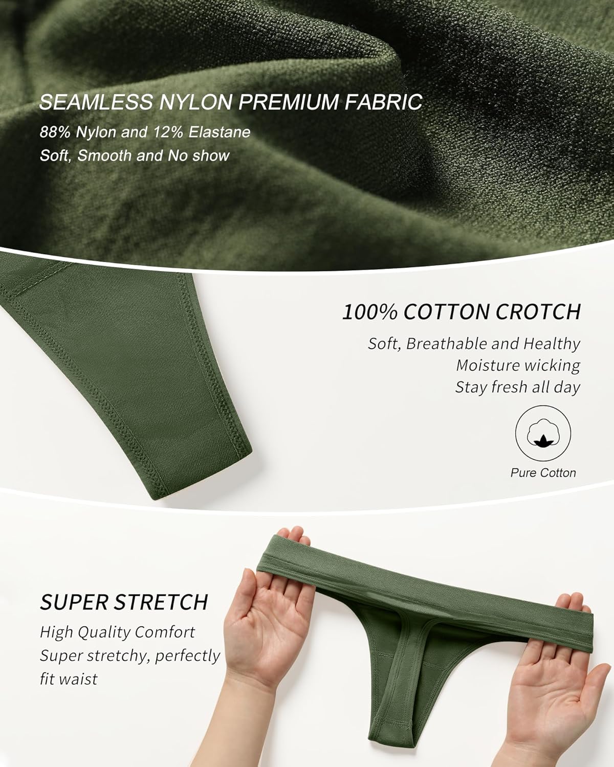 SHARICCA Seamless Thongs for Women Sexy Breathable No Show Thong Underwear Women Multiple Pack - Image 5