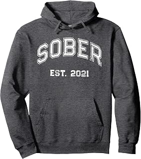 Funny SOBER Varsity Est. 2021 Sobriety Sponsor My AA Support Pullover Hoodie