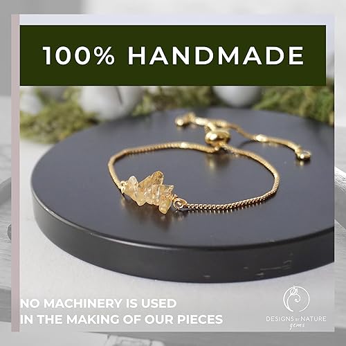 Miniatura 2 de Designs by Nature Gems Citrine Crystal Bracelet, November Birthstone Jewelry, Adjustable Slider Chain Bolo Bracelet, Gold Plated Chakra Bar